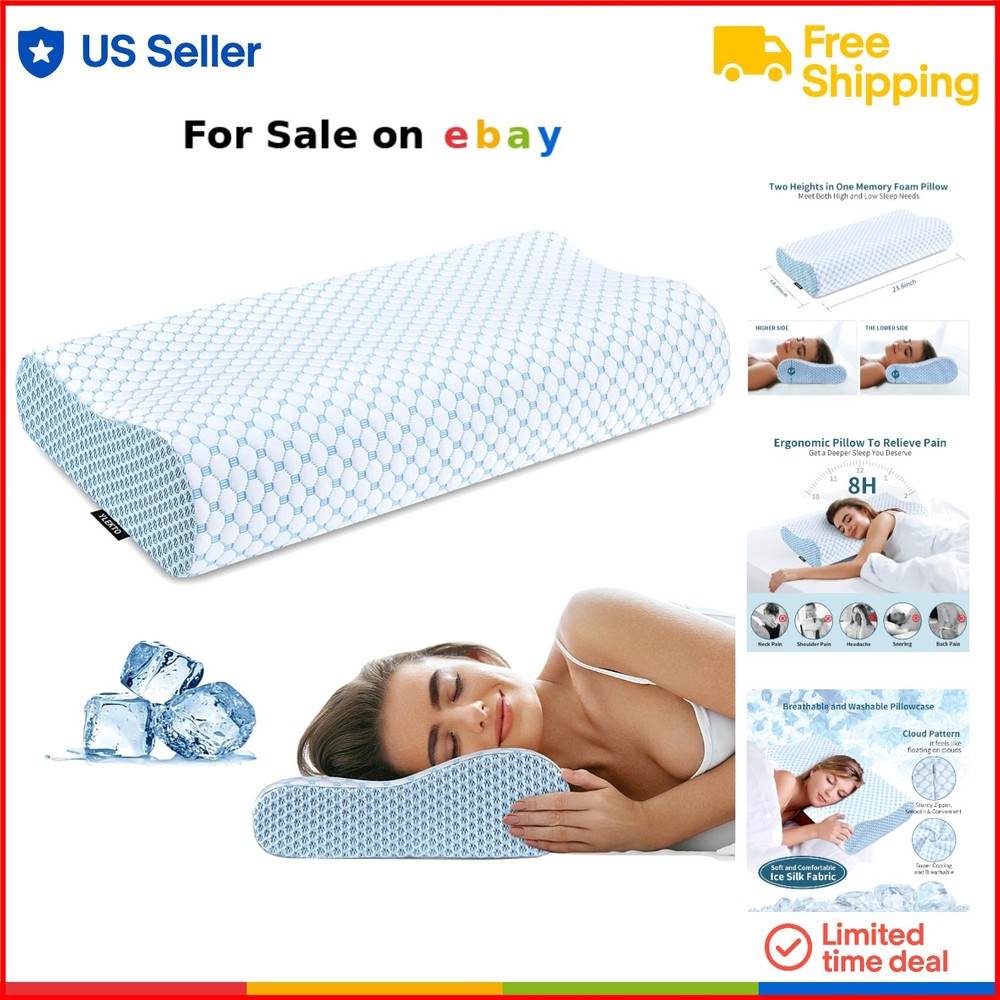 Memory Foam Cervical Pillow for Neck Pain Relief Adjustable Support