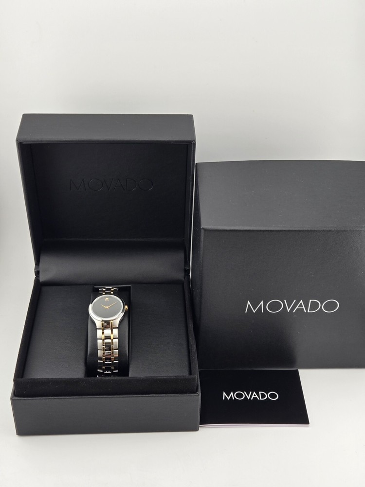 Movado Collection Women's Black Dial Two Toned Watch - 0606959 ($1095 MSRP)