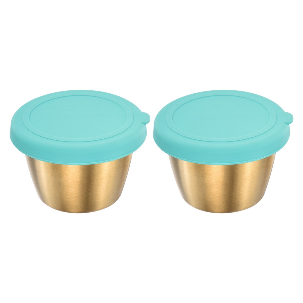 2pcs Condiment Cups Containers with Lid 2.4oz Salad Dressing Container Sky Blue