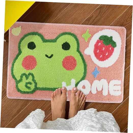 Cute Frog Bathroom Rug Cute Animal Bath Mat Non-Slip Pink Pink Strabbery Frog