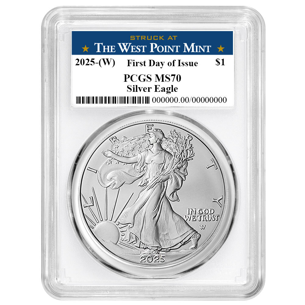 Presale - 2025 (W) $1 1-oz American Silver Eagle PCGS MS70 FDOI West Point La...-image