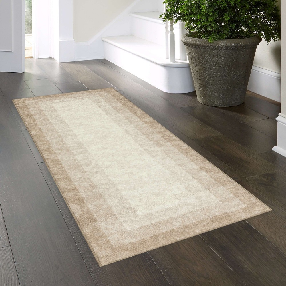 Mainstays Tan Ombre Border Indoor Runner Rug 2x6 Feet