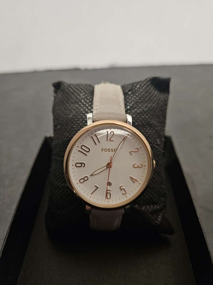 Fossil Jacqueline Watch Women Rose Gold Tone Date Leather Band
