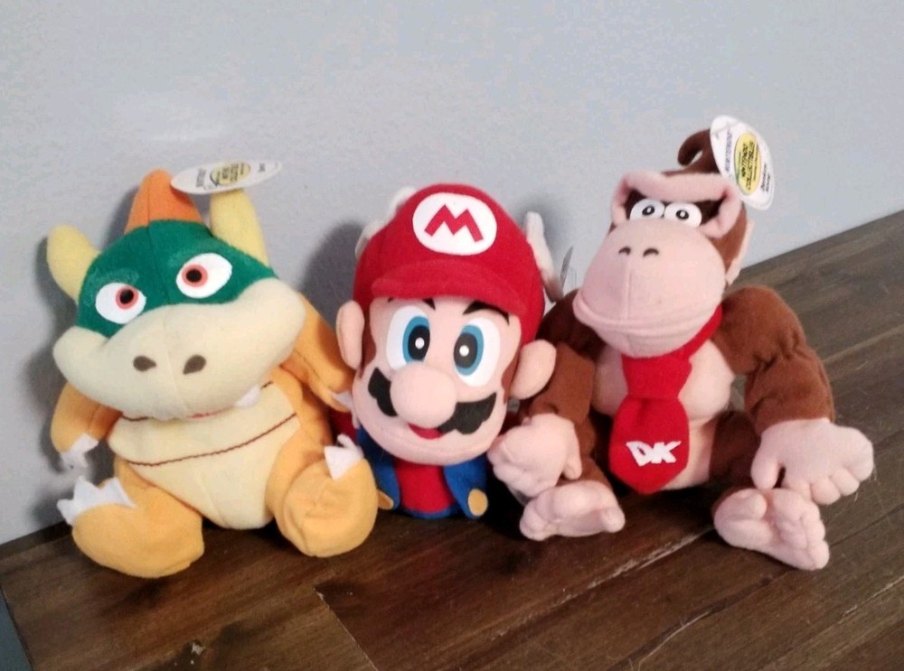 N64 BD&A Plush 1997 Super Mario, Donkey Kong, Bowser W/ TAGS