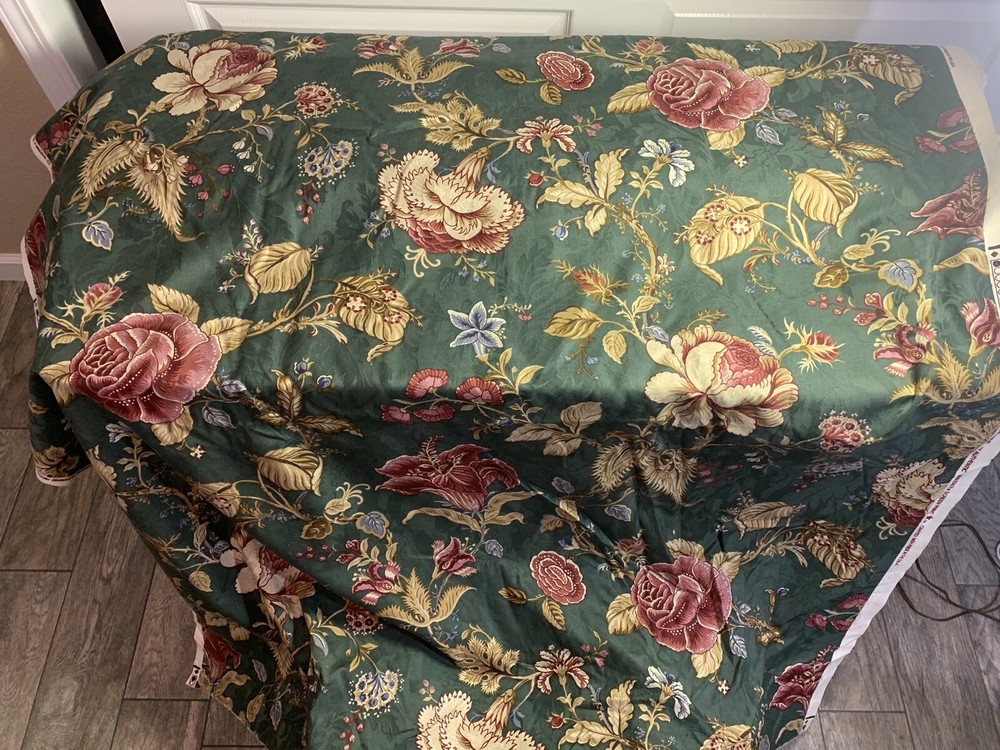 Waverly Screen Print Fabric Montague 14+ Yds Green French Provincial Scotchgard