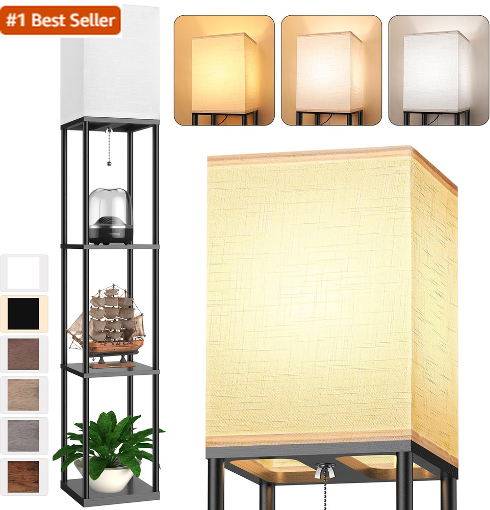 Modern Shelf Floor Lamp with 3 CCT LED Bulb for Living Room