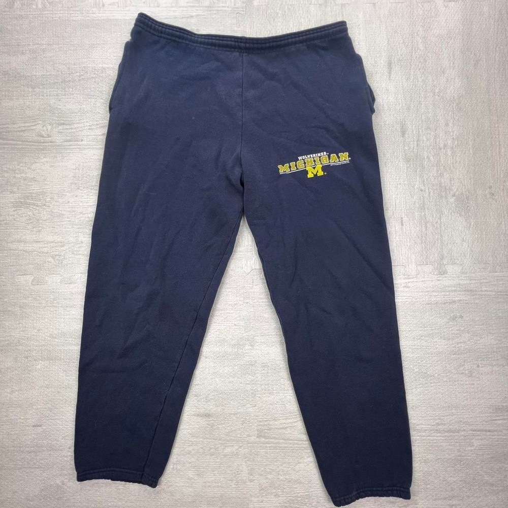 Vintage 90s Michigan Wolverines Blue Yellow NCAA Sweatpants Size Medium  