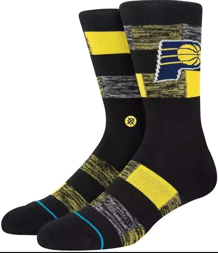 Stance Adult Black Crew Cotton NBA Basketball Indiana Pacers Cryptic Sock L 9-13