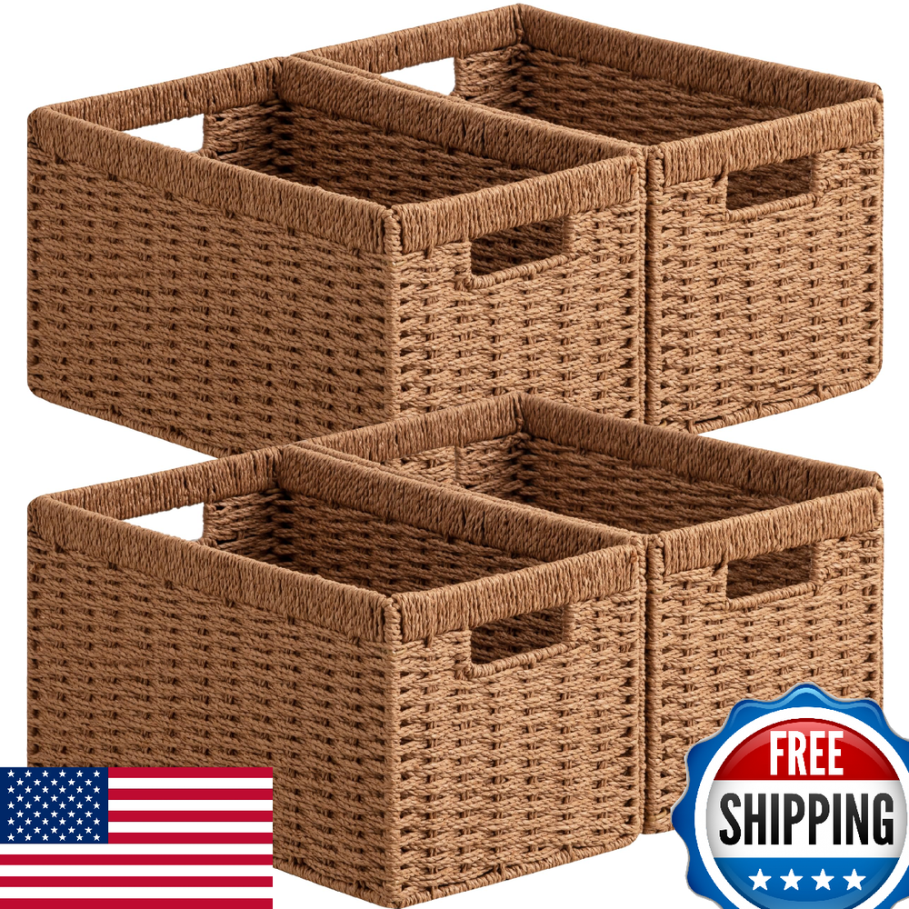UBBCARE 4PK Wicker Basket 13.4x8.3x7.1