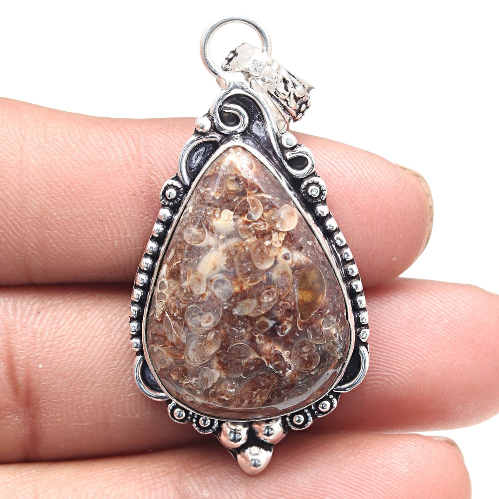 Turtella Jasper Silver Pendant Handmade Jewelry Gift For Women 2 Inch