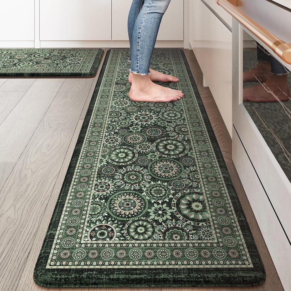 Kitchen Mats for Floor Anti Fatigue, Farmhouse Green Kitchen Rugs Sets of 2, ...