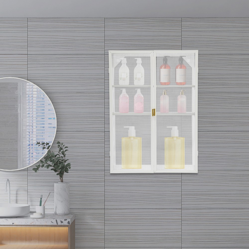 Metal 3-Tier Wall Mounted Storage Cabinet for Kitchen or Bathroom