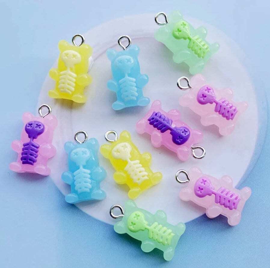Skeleton Gummy Bear Charm with Eye Pin (11.5mm x 17mm)
