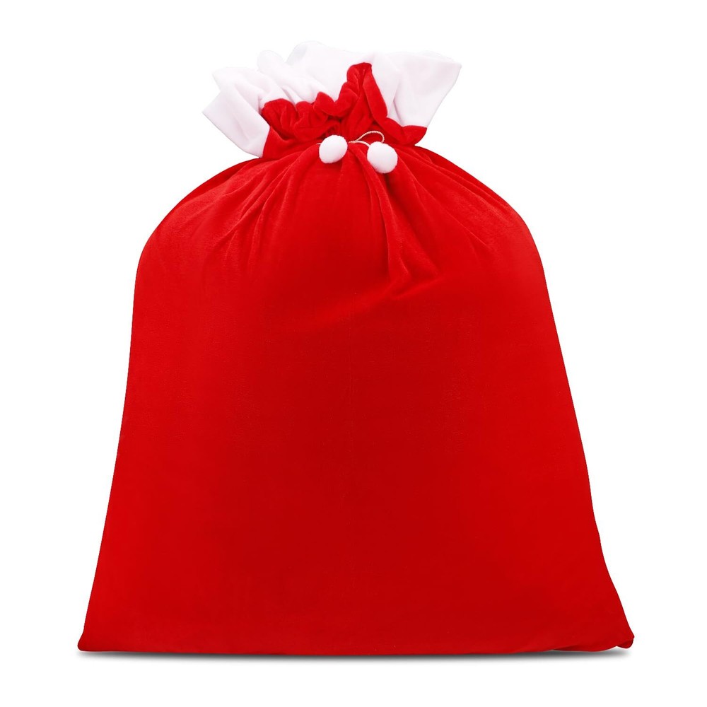 Christmas Santa Jumbo Gift Bag, Reusable Extra Large Xmas Sacks Red Soft Chri...