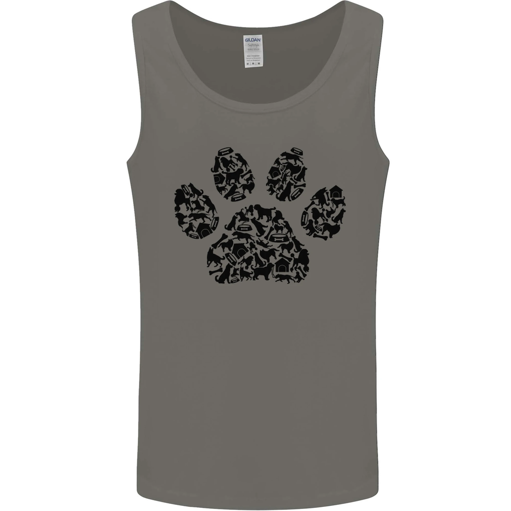 Dog Paw Print Word Art Sleeveless Vest Tank Top for Men  
