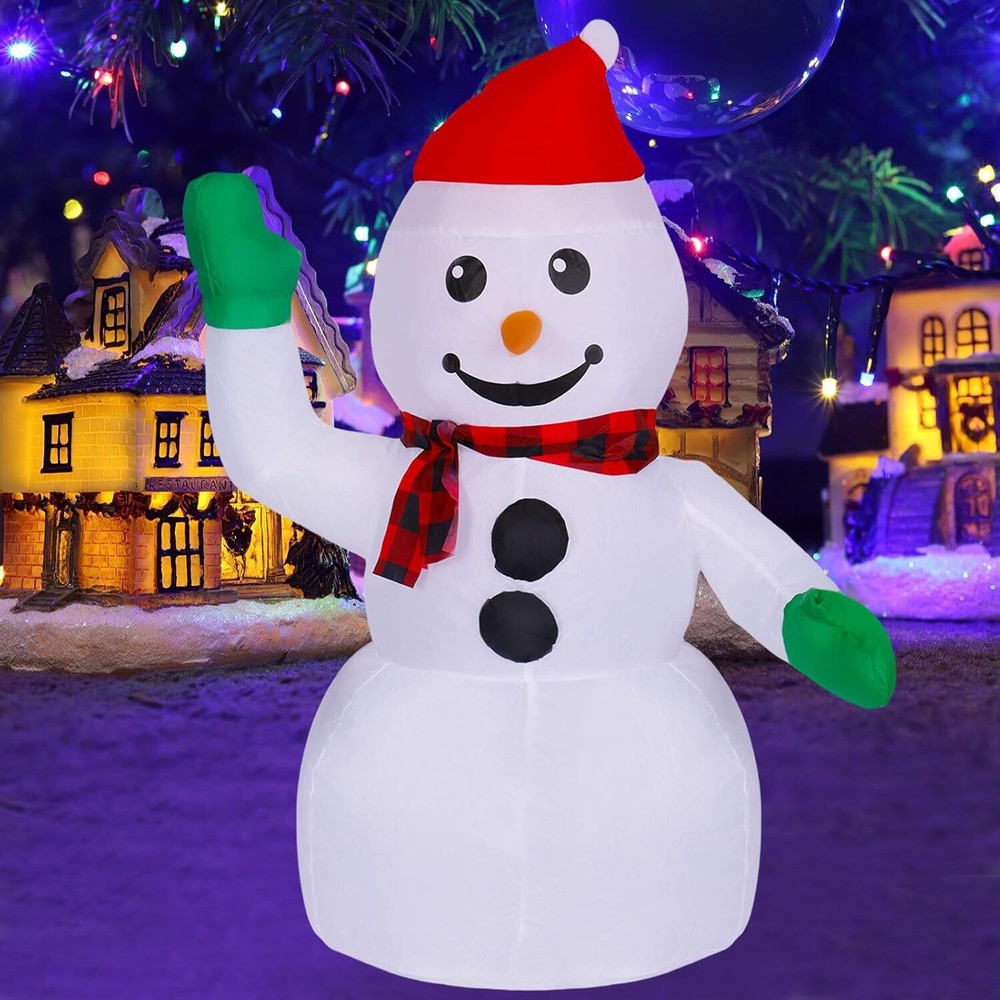 3FT Christmas Inflatable Outdoor Decorations Snowman with Red Hat, Blow up Yard
