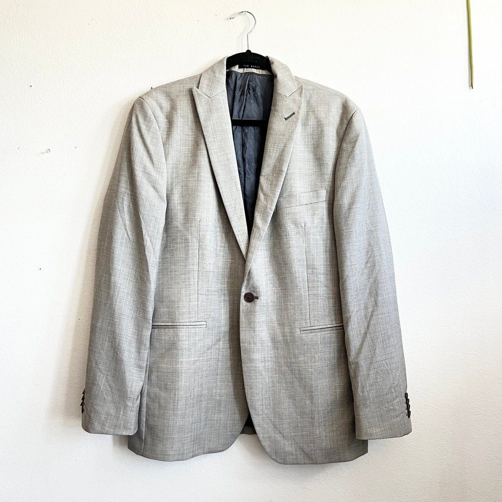Ted Baker London Gray Blazer 40R Preppy Classic Regular Fit Suit Jacket
