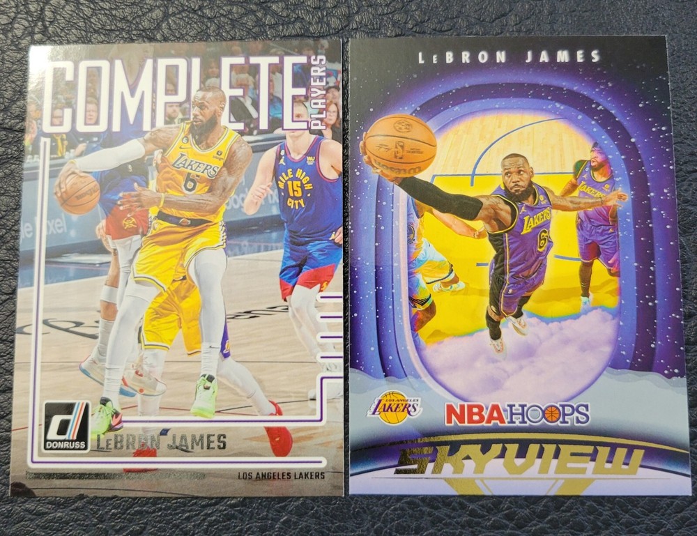 LeBron James 2023-24 Hoops Skyview Insert & Donruss Complete Players Lakers Cavs