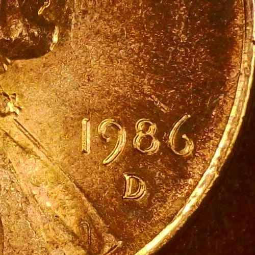 1986 D Lincoln Penny Doubled Date & Mint Mark Error Coin Code 59