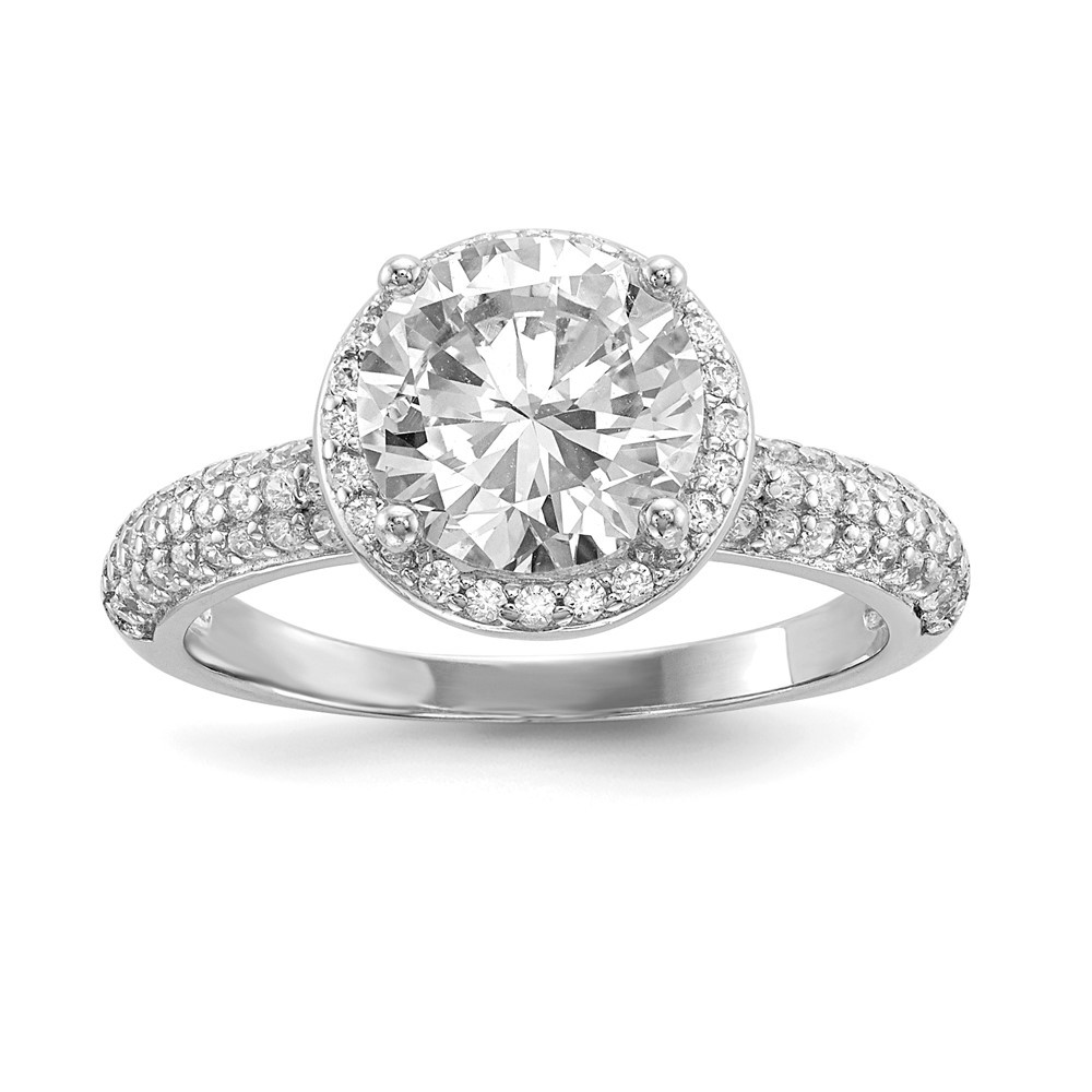 925 Sterling Silver Rhodium-plated Cubic Zirconia Ring Size 8