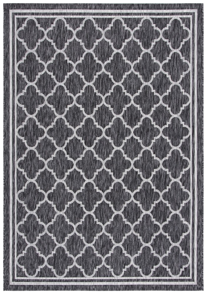 SAFAVIEH Courtyard Claudia Geometric Black Charcoal Indoor Outdoor Rug 2x2