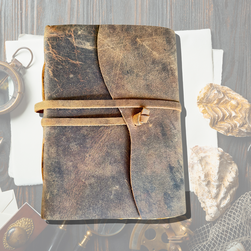 Vintage Personalized Leather Journal | Handcrafted Genuine Leather Bound Notebook