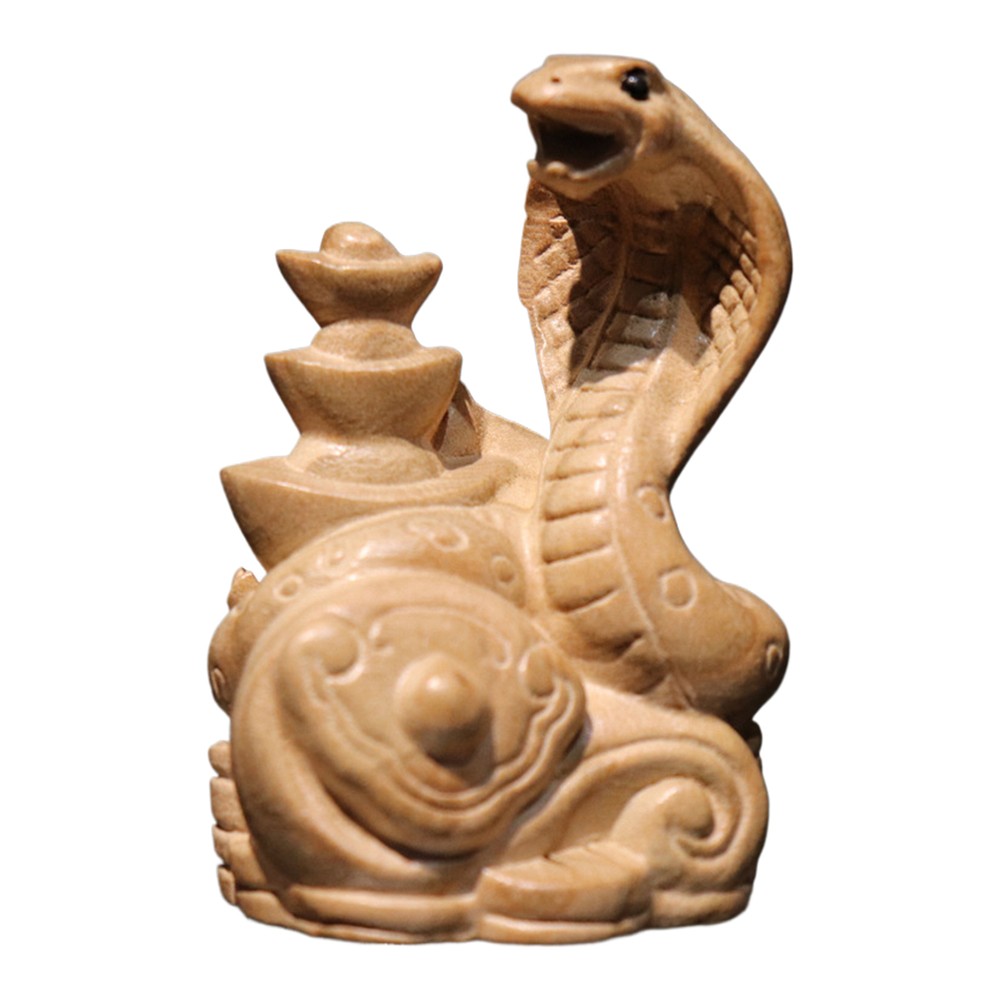 Wooden Hand Carved Snake Figurine Snake Statue 2025 Household Ornament