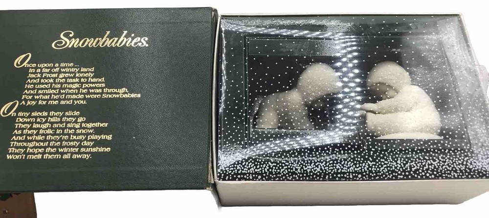 Vintage Dept 56 Snowbabies I Can Touch My Toes 68927 Set of 2 Boxed