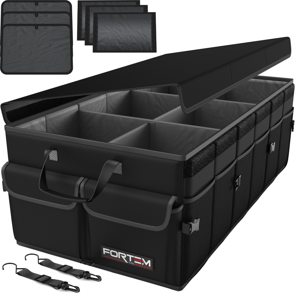 FORTEM Collapsible Car Trunk Organizer with Multi Compartments for SUVs