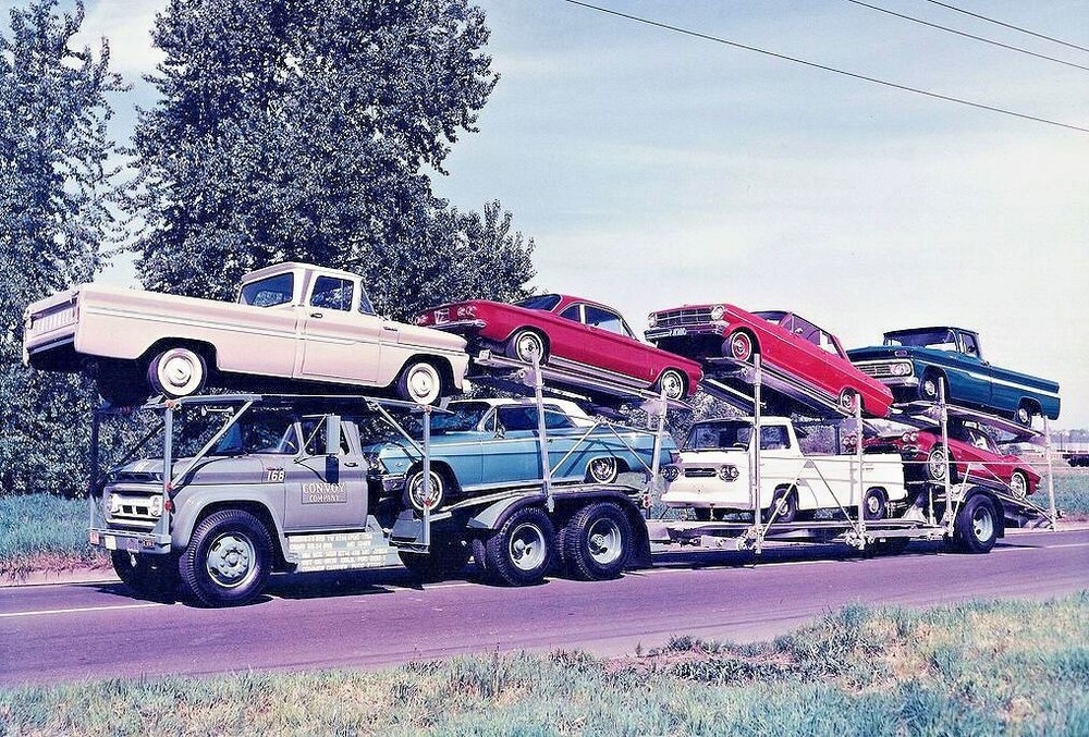 CAR HAULER NEW 62-63 NOVA CORVAIR IMPALA CORVETTE TRUCKS CHEVROLET 5x7 REPRINT