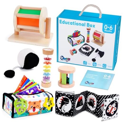 Montessori Wooden Sensory Toys for Babies 0-6 Months - Educational Learning Gifts