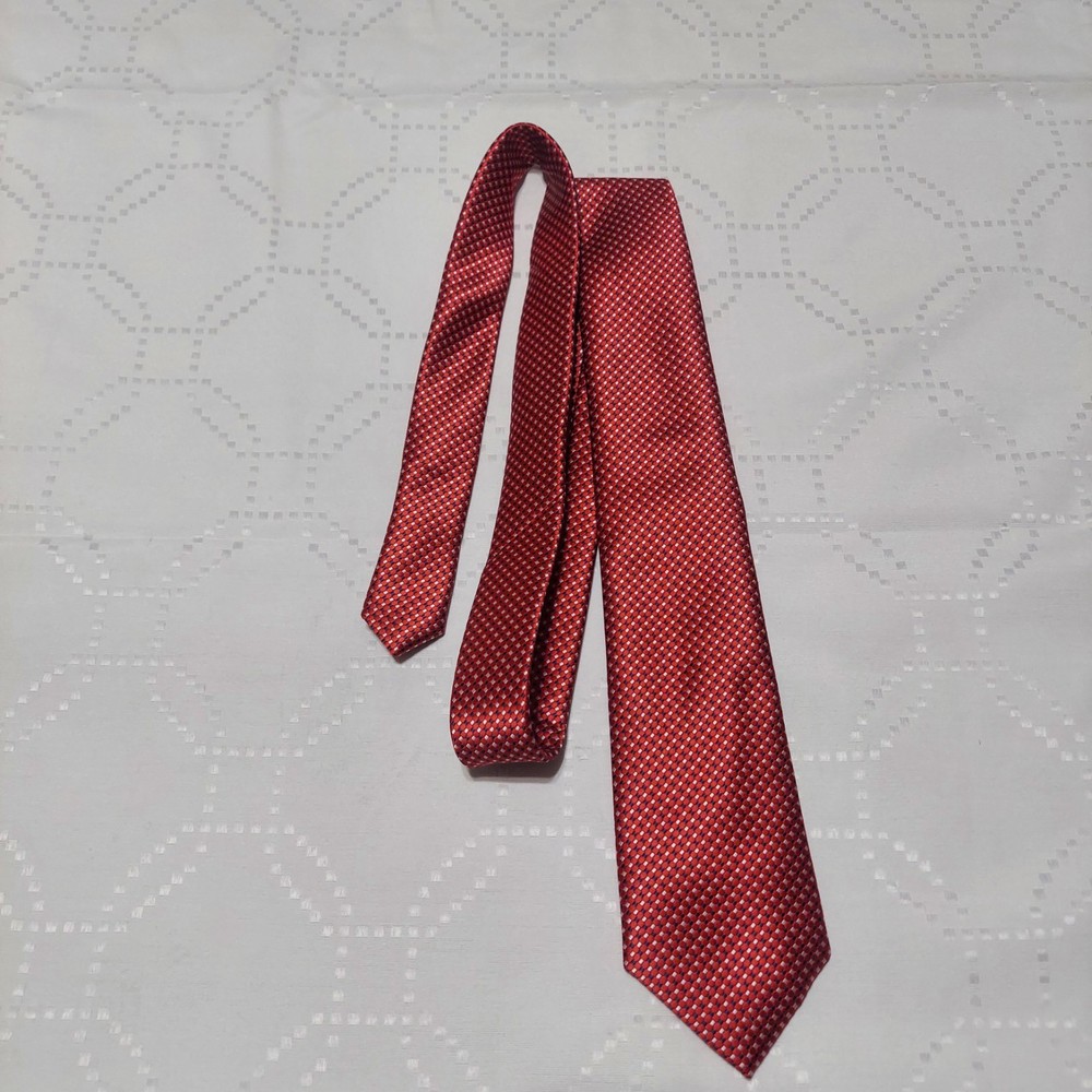 Saddlebred Men's Tie Red Micro Geometric Pattern Polyester