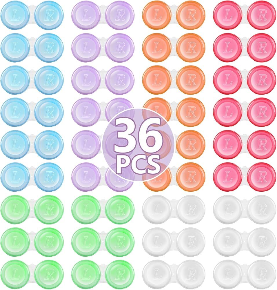 36 Pack Transparent Cute Contact Lens Cases for Bulk Home Storage