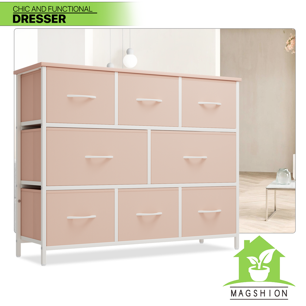10 Double Drawers Dresser Fabric Chest of Drawers Clothing Storage Organizer Bin