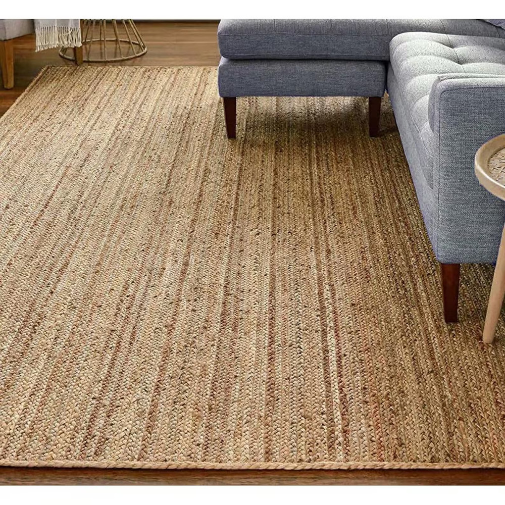 Handwoven Jute Rug: Bohemian Braided Area Rug, Natural Fiber