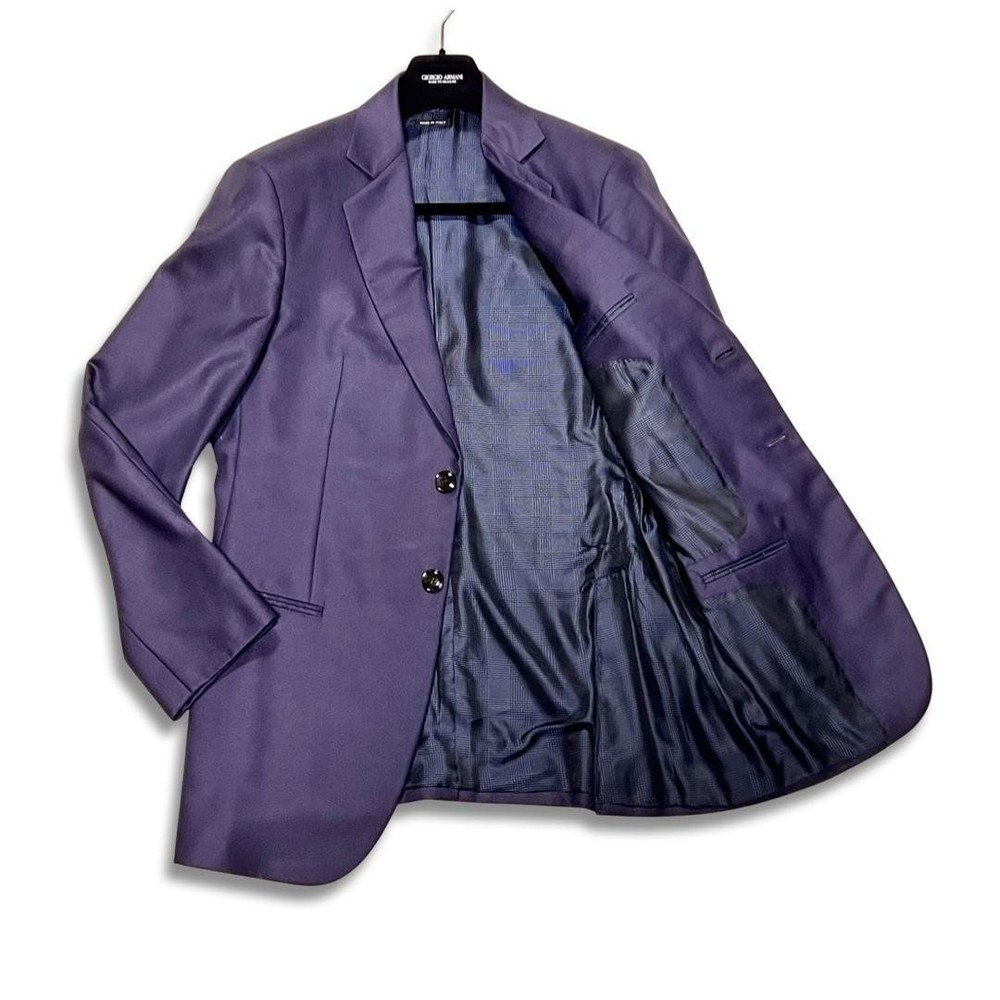 Giorgio Armani Navy Cashmere Silk Blend Jacket for Men