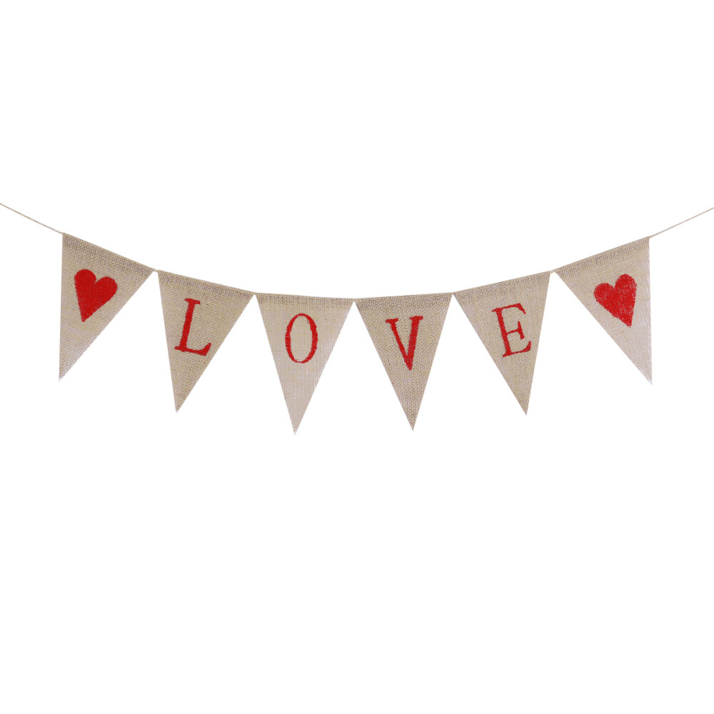 TINKSKY 2 Meters LOVE Letters and Hearts Valentine's Day Bunting Banners Rustic