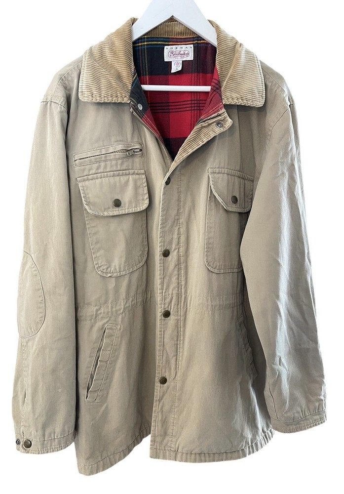 Vintage USA-Made Cotton Canvas Field Jacket with Flannel Lining for Men