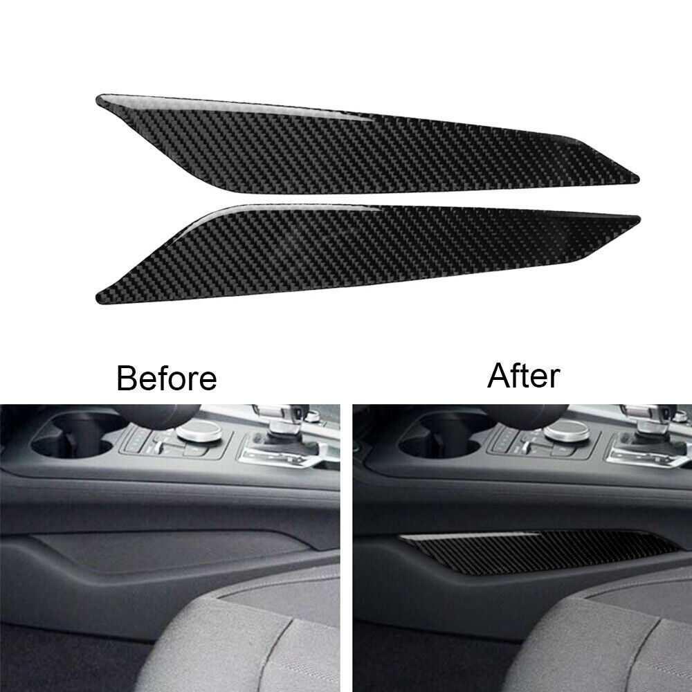 For Audi A4 B9 17-19 Carbon Fiber Side Gear Shift Panel Decorative Cover Sticker