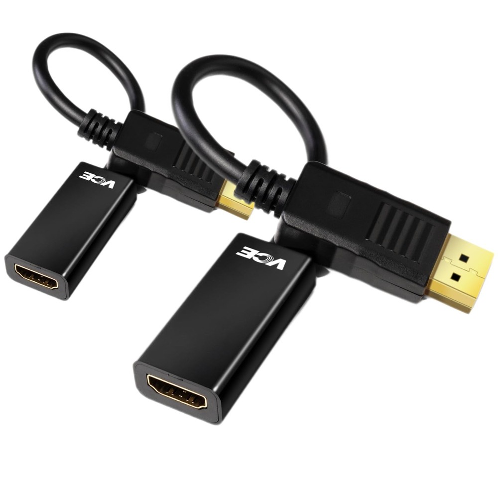 Gold-Plated DisplayPort to HDMI Male-to-Female Adapter 4K Video Converter