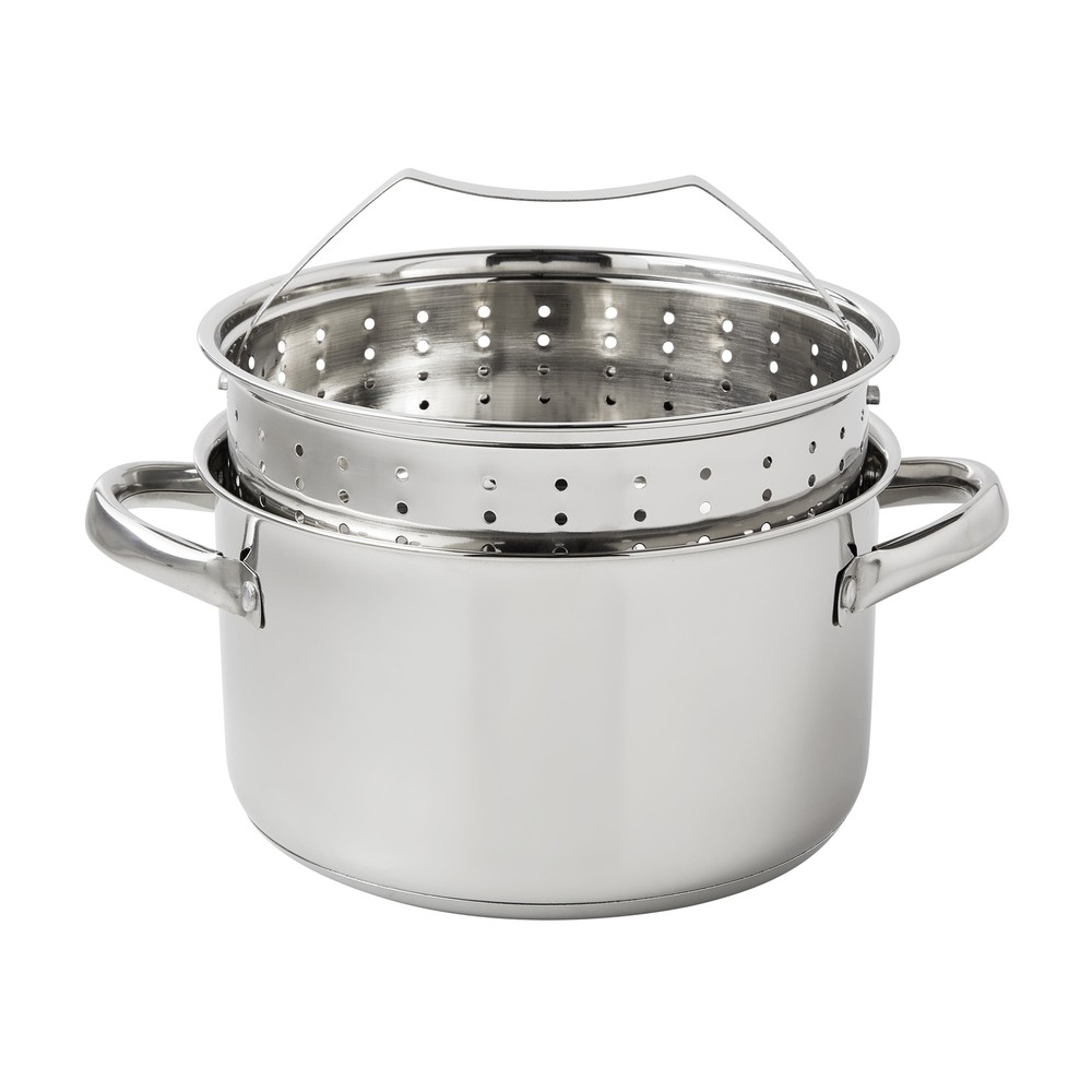 Stainless Steel 4-Quart Steamer Pot with Glass Lid, Induction Compatible