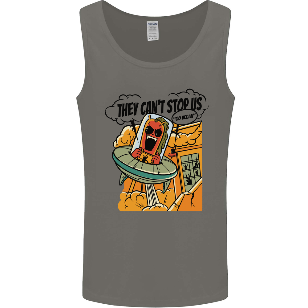 Vegan UFO Funny Vegetarian Alien Mens Vest Tank Top