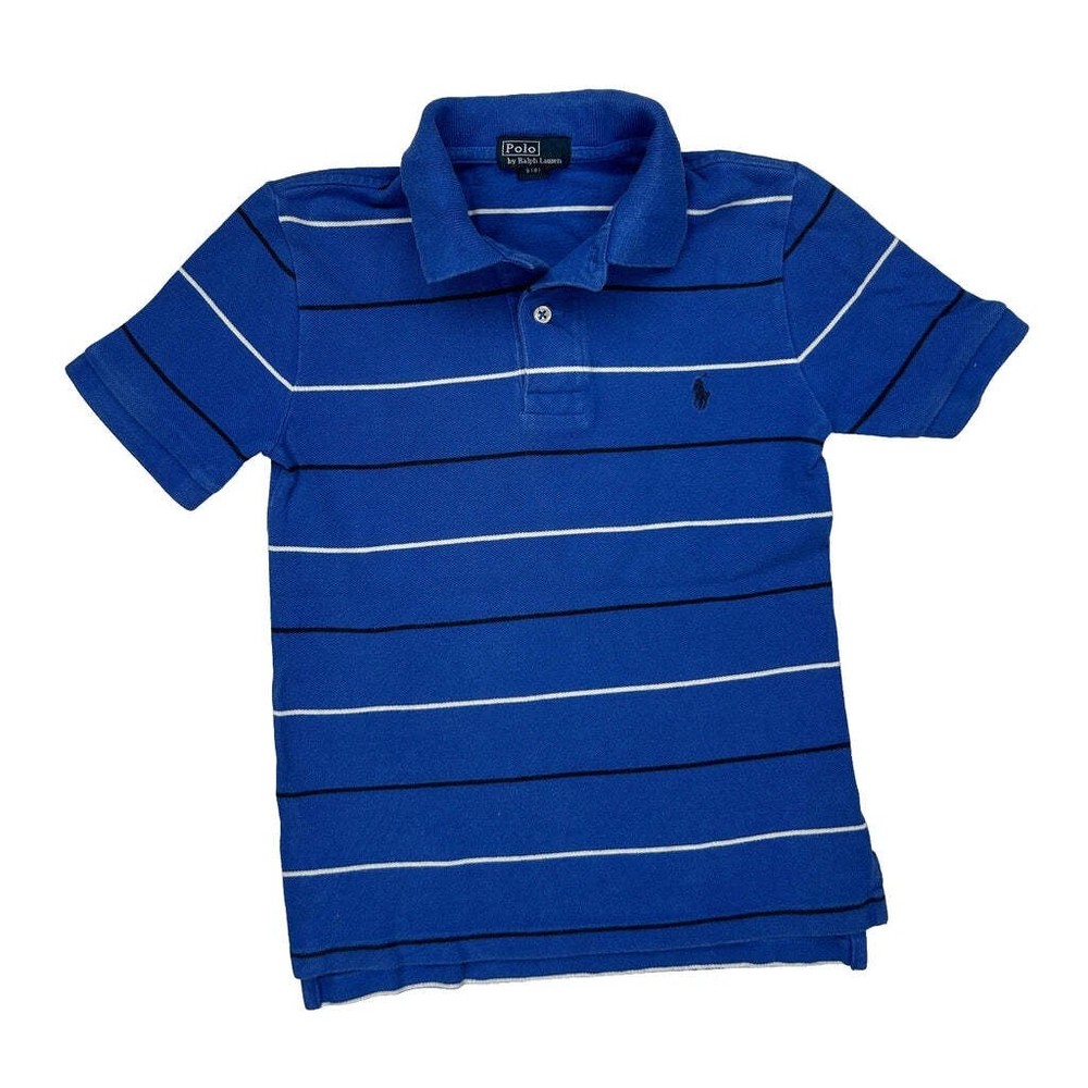 Age 8 Polo By Ralph Lauren Striped Polo Shirt - Small Blue Cotton