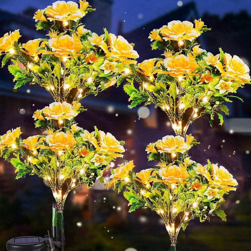 Brighten Your Outdoors with 4-Pack Yellow Solar Carnation Lamps