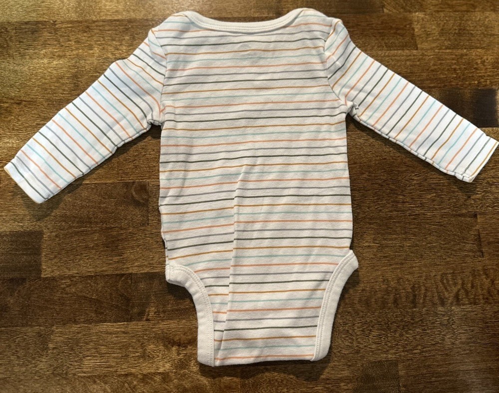 Cloud Island Blue Striped Long Sleeve One-Piece Unisex Kids Size 3-6 Months