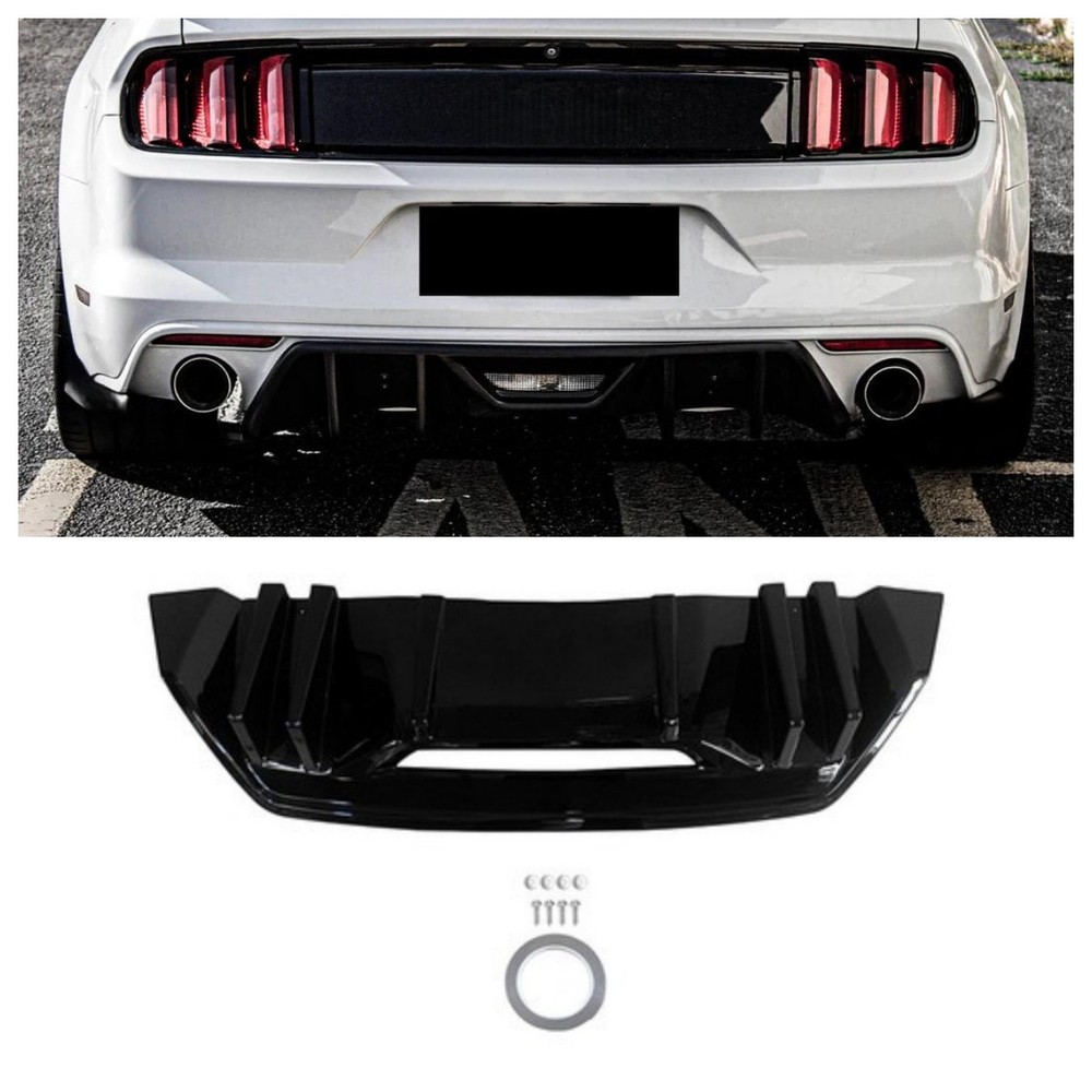 Rear Bumper Diffuser Lip Kit ABS Glossy Black For 2024-2025 Ford Mustang MK7 GT