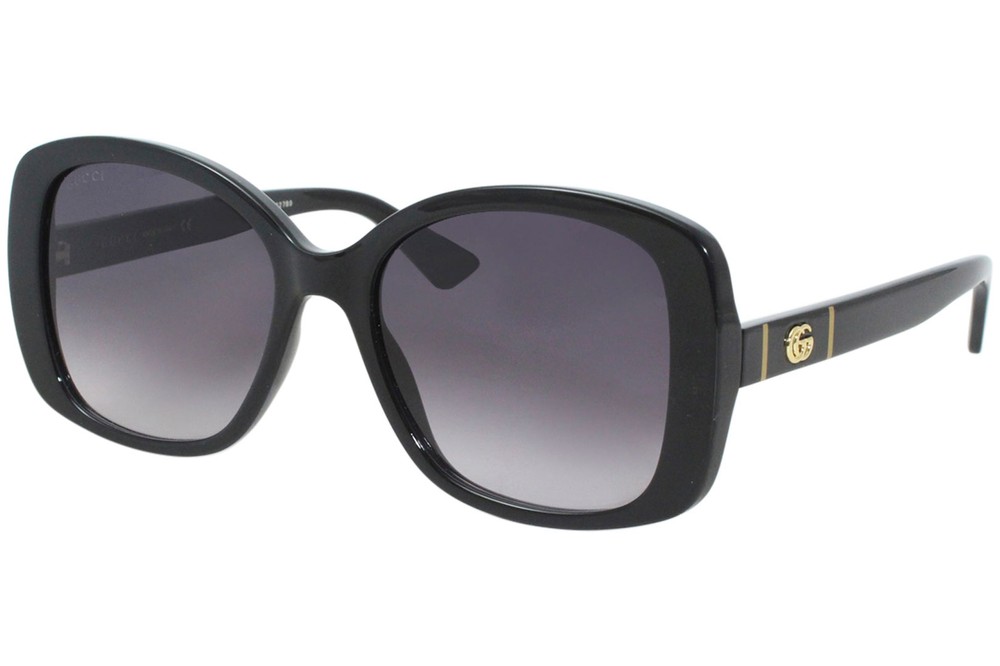 Gucci GG0762S 001 Sunglasses Women's Black/Grey Gradient Lenses Butterfly 56mm