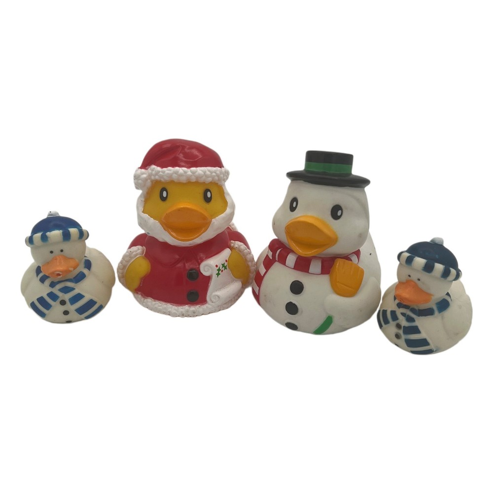 Infantino Christmas Rubber Duck Lot Santa Snowman & Winter Ducks Bath Toy Decor