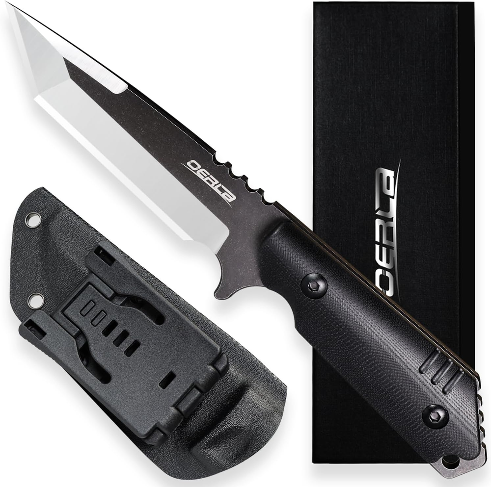 Tactical Survival Knife OLX-004 with Kydex Sheath and Belt Clip for Outdoor Adventures