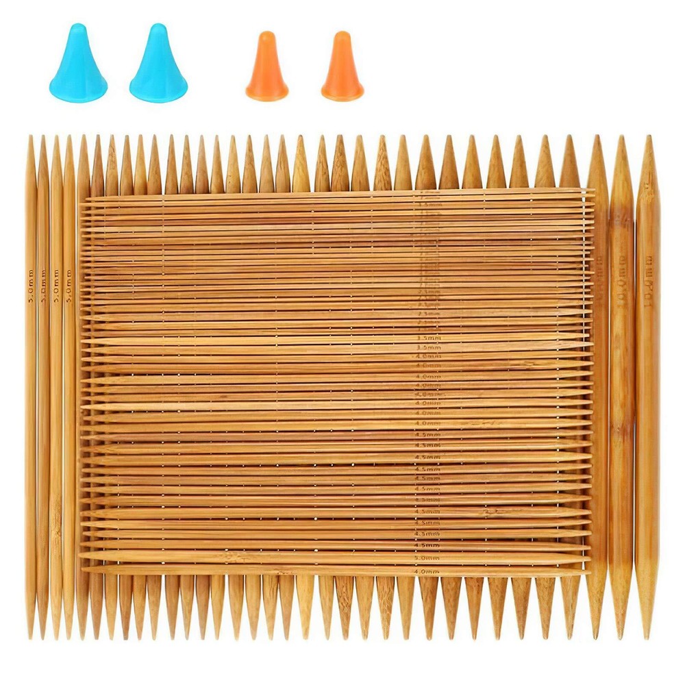 75-Piece Bamboo Knitting Needles Set - 15 Sizes (2.0mm) Double Pointed-image